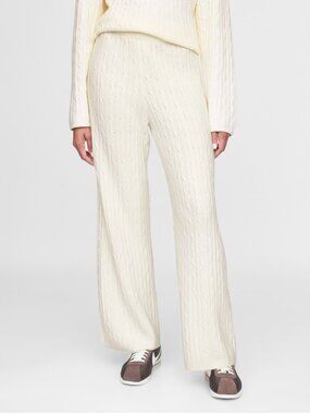 NWT gap cashsoft cable knit pants cream XL